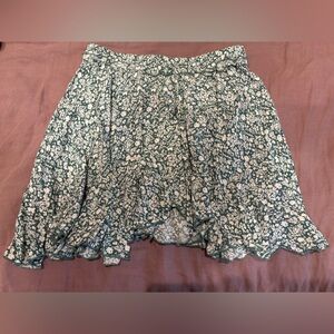 Anthropologie green floral mini skirt